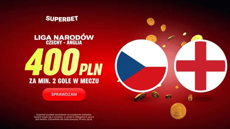 Superbet: 400 PLN za minimum 2 gole w meczu Czechy - Anglia