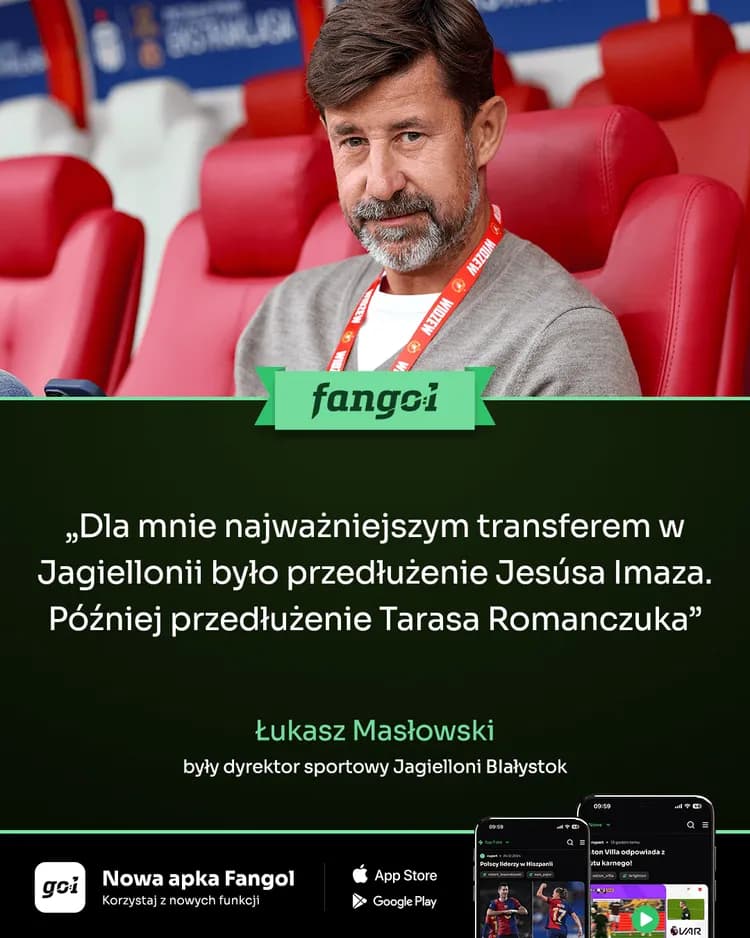 💥 Łukasz Masłowski wskazał najważniejszy „transfer” w Jagiellonii!