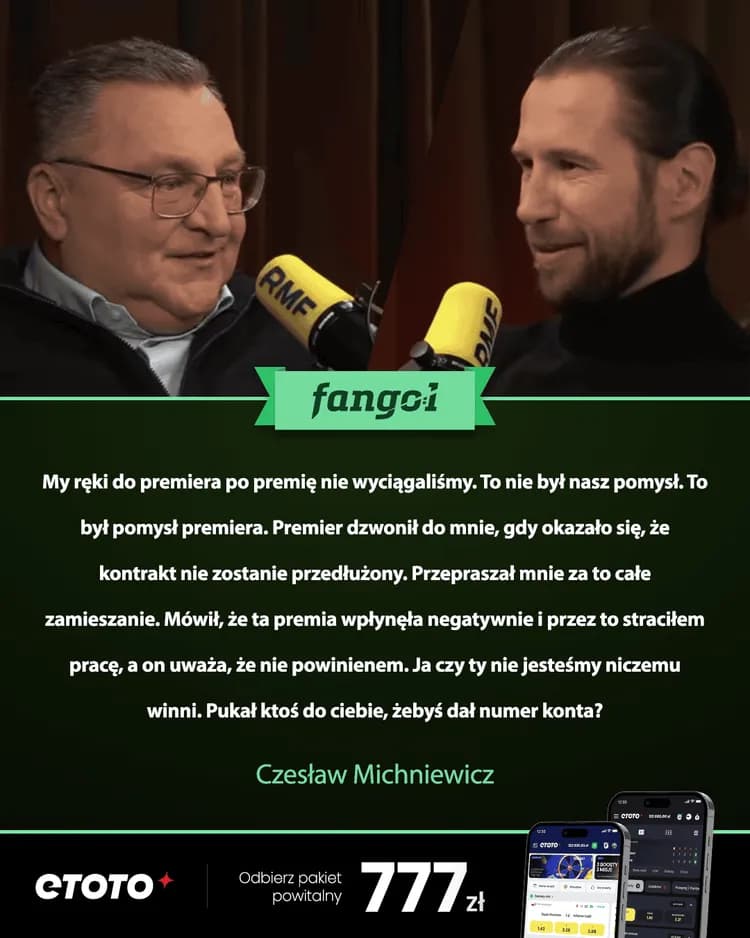 Czesław Michniewicz odniósł się do afery premiowej 