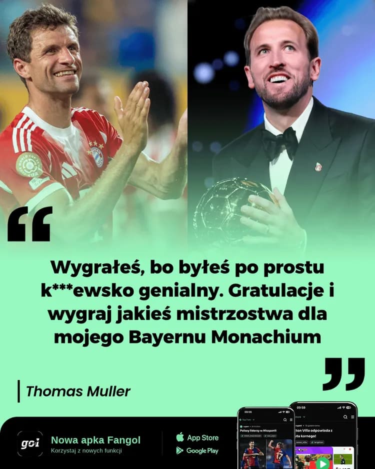 Thomas Muller bez gryzienia się w język pogratulował Kane'owi!
