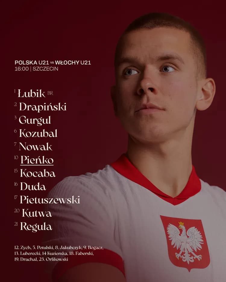 Skład Polski u21 na mecz z Włochami!