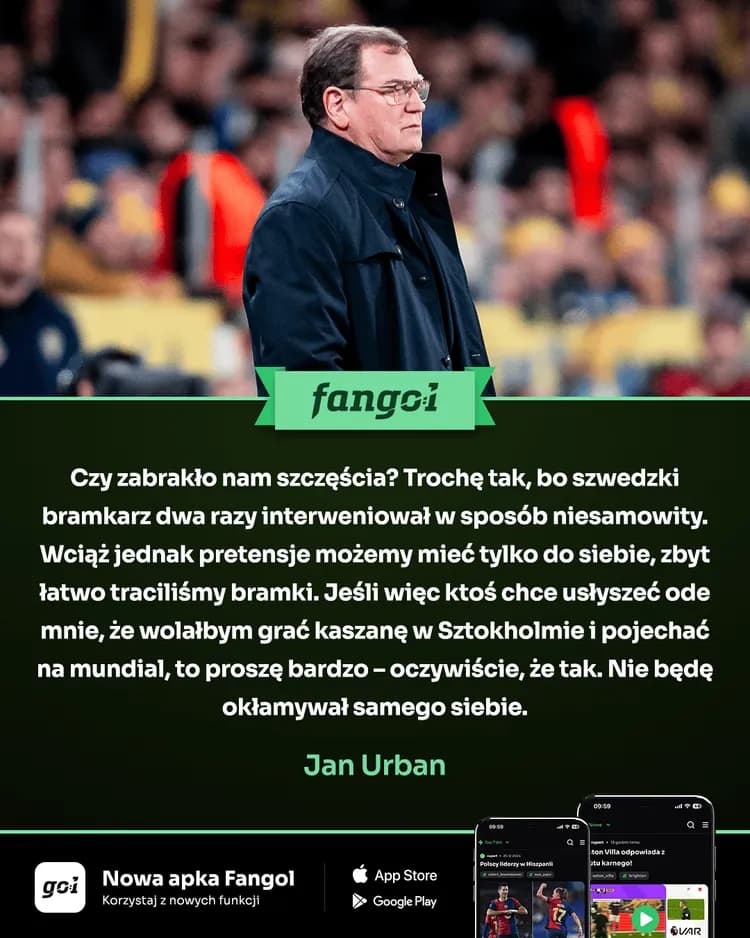 Jan Urban wraca do meczu ze Szwecją: "Wolałbym grać kaszanę"