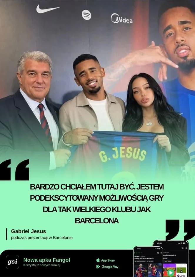 Gabriel Jesus z miłymi słowami podczas swojej prezentacji w Barcelonie. 
