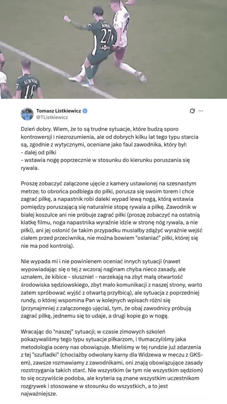 Sędzia OSOBIŚCIE wyjaśnił kontrowersję z wczorajszego meczu 1. ligi!