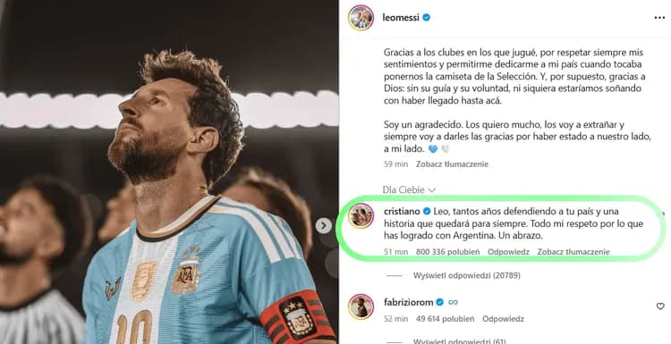 Cristiano Ronaldo skomentował pożegnanie Messiego❗