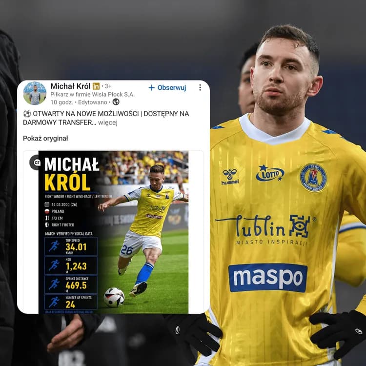 Piłkarz klubu z Ekstraklasy szuka nowego zespołu na LinkedIn