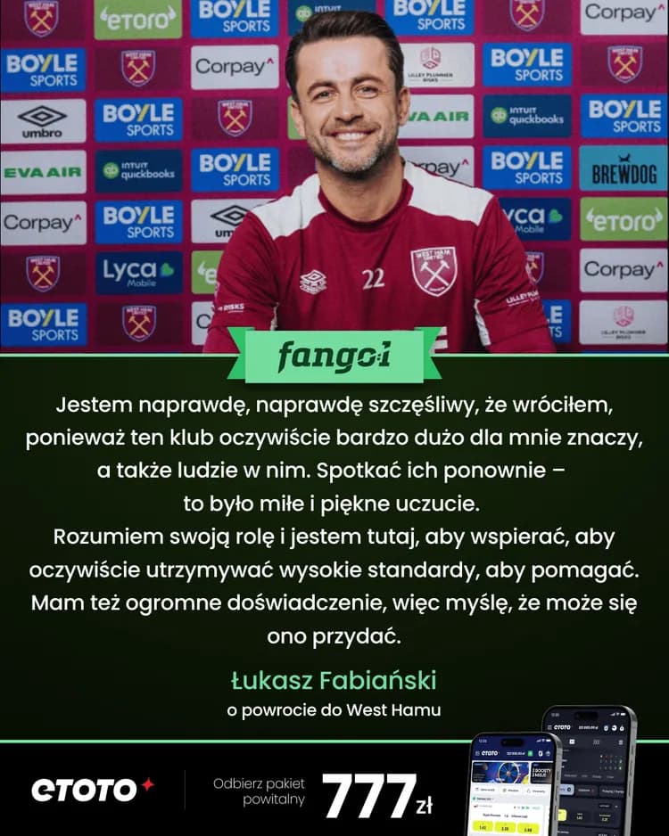 Fabiański cieszy się na powrót do Młotów!