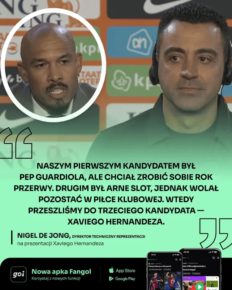 Xavi? Nie był naszym pierwszym kandydatem. TAKIE SŁOWA NA PREZENTACJI NOWEGO SELEKCJONERA HOLANDII