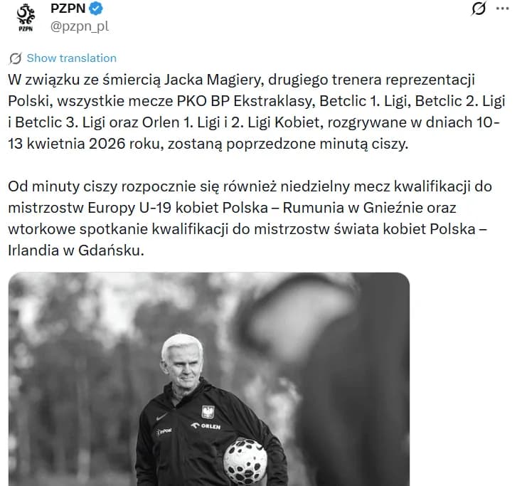 PZPN zarządza minutę ciszy w meczach Ekstraklasy i nie tylko!