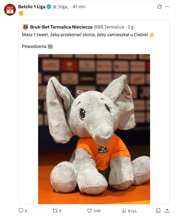 Oficjalne konto 1. ligi gasi Bruk-Bet Termalicę xD Do pustej bramki!