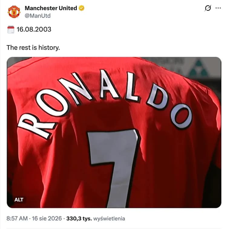 "Reszta jest historią" Taki wpis opublikował dziś Manchester United 
