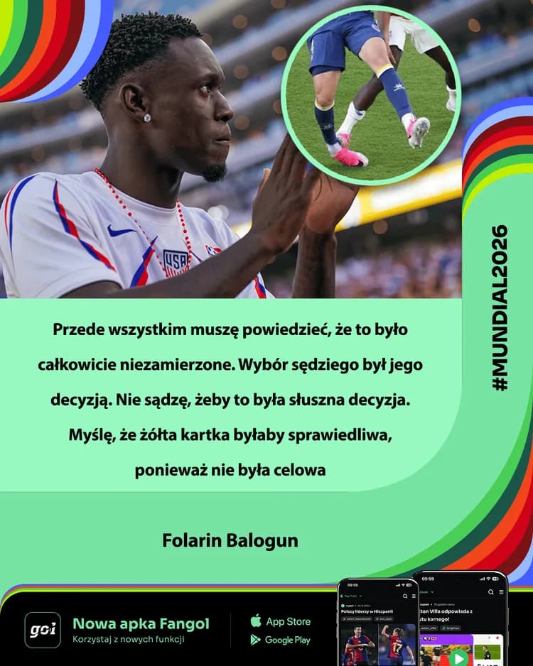 Folarin Balogun nie zgadza się z decyzją arbitra o czerwonej kartce