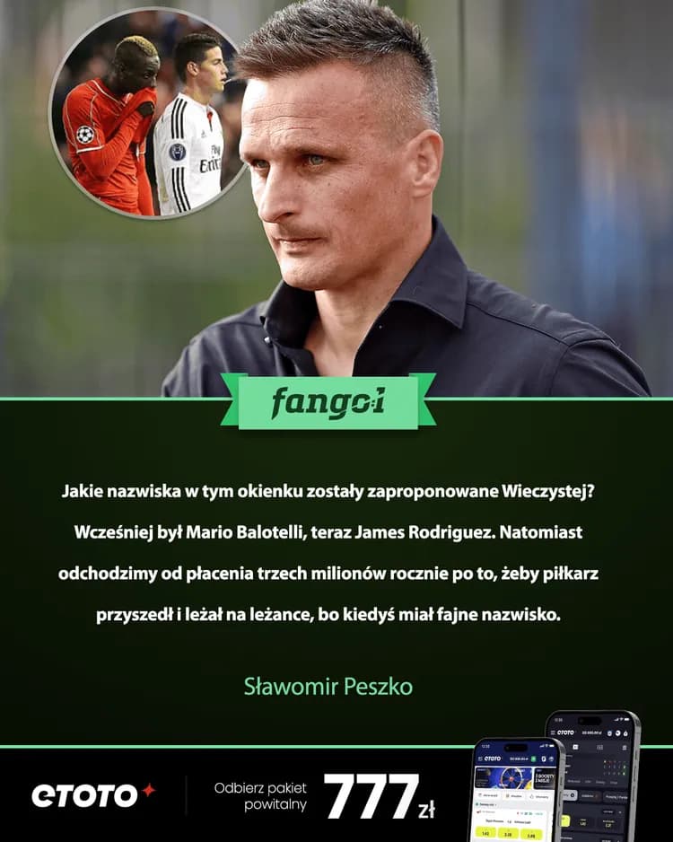 Sławomir Peszko: Balotelli i James Rodriguez mogli trafić do nas