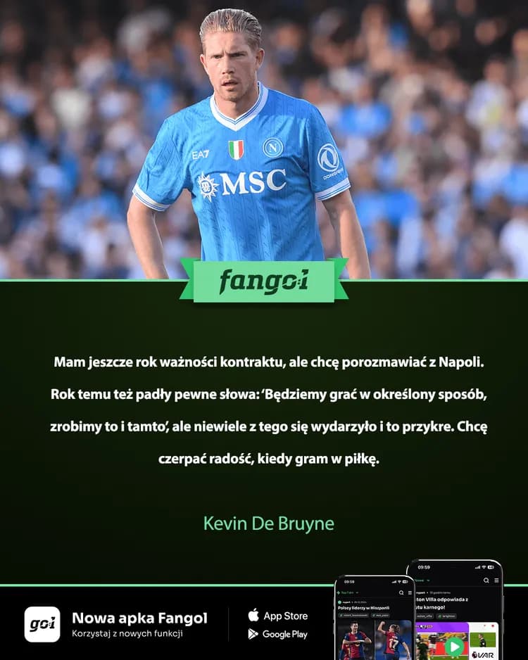 Przyszłość De Bruyne w Napoli stoi pod znakiem zapytania