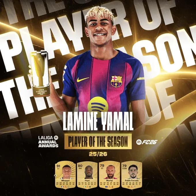 Nie mogło być inaczej! Lamine Yamal piłkarzem sezonu w LaLiga!