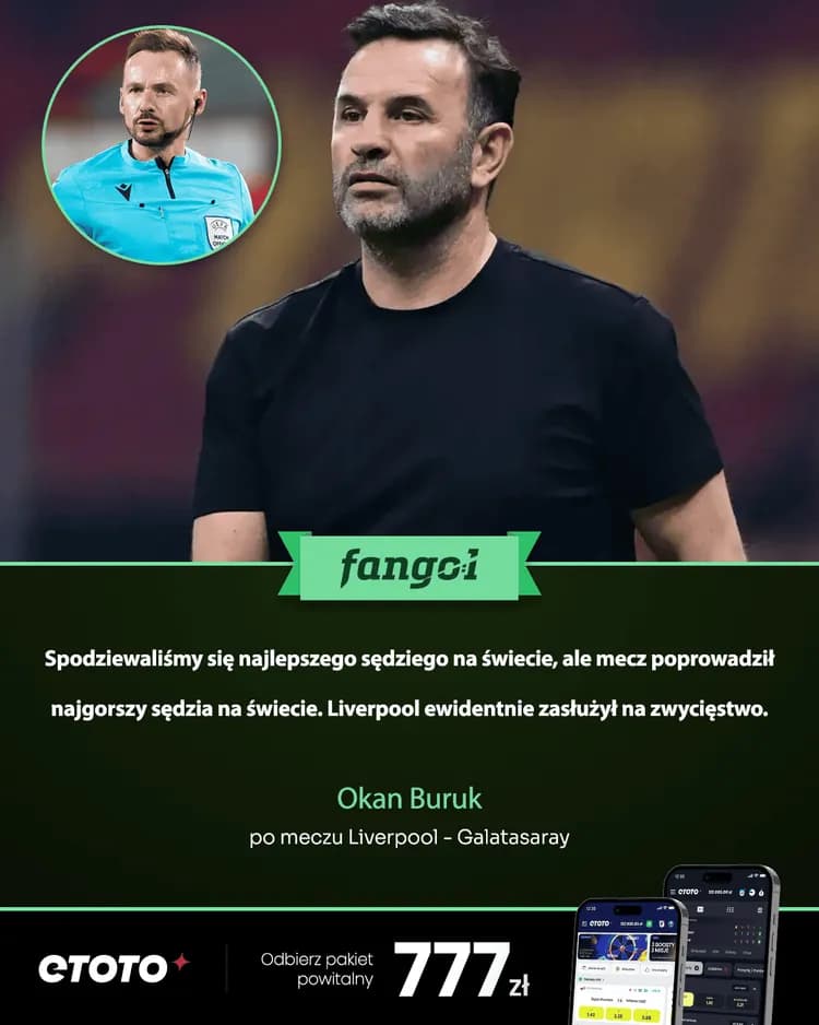Trener Galatasaray atakuje sędziego Raczkowskiego