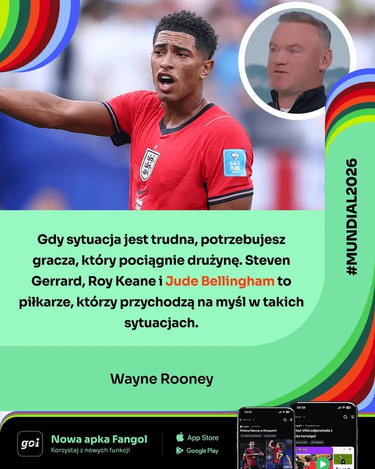 CO ZA SŁOWA! Rooney porównał Bellinghama do legendarnych pomocników