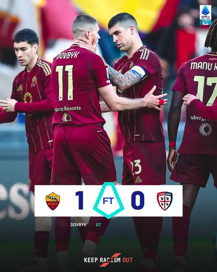 AS Roma skromnie pokonała Cagliari i kontynuuje serię