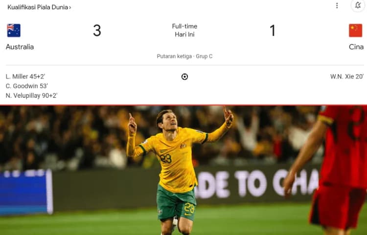 Ostatecznie Australia pokonała Chiny