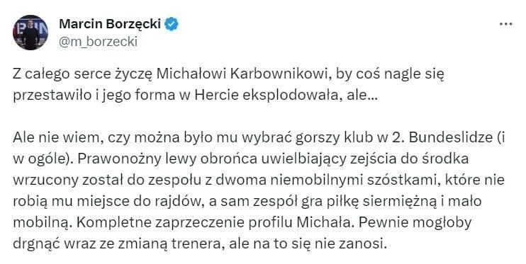 Tak źle trafił Karbownik w Hercie