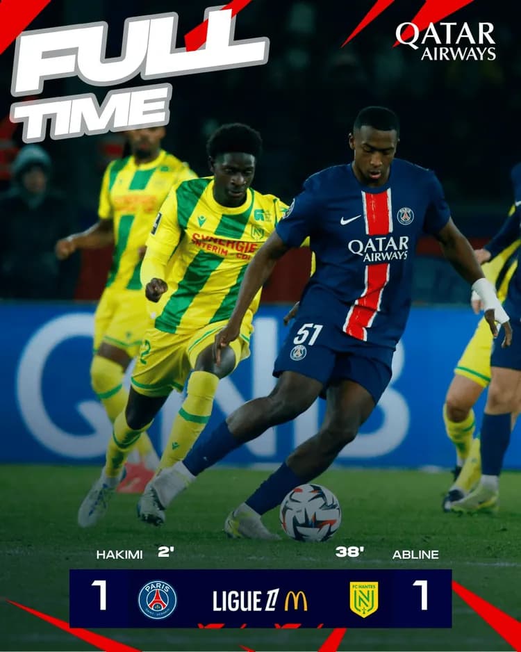 Koniec meczu! PSG remisuje z Nantes 1:1!
