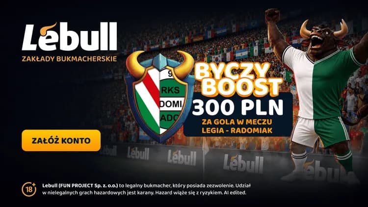 Lebull: 300 PLN za gola w meczu Legia - Radomiak