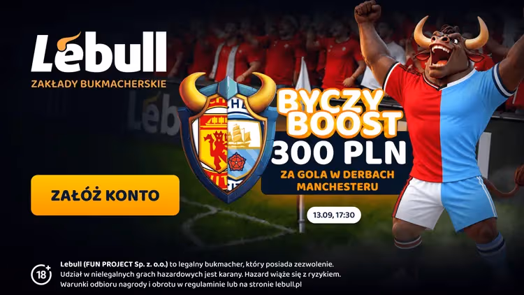 Lebull: 300 PLN za gola w meczu Manchester United - Manchester City
