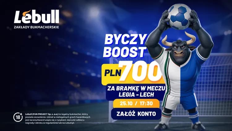 Lebull: 700 PLN za gola w meczu Legia Warszawa - Lech Poznań