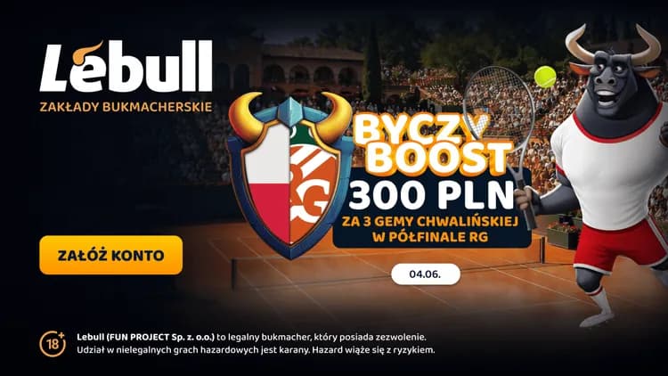 Lebull: 300 PLN za 3 wygrane gemy Mai Chwalińskiej w półfinale French Open