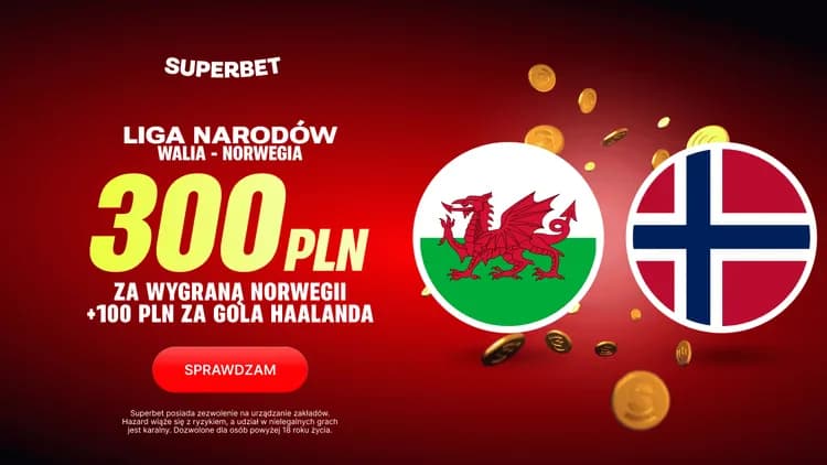 Superbet: 400 PLN za wygraną Norwegii w meczu Walia - Norwegia