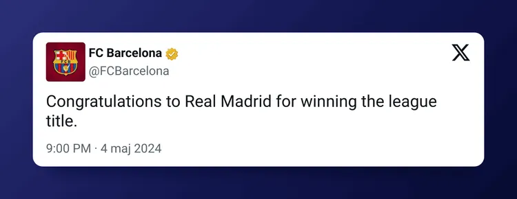 Skromne gratulacje Barcelony dla Realu Madryt